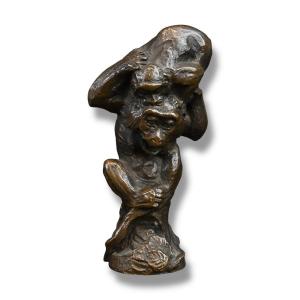 Coppia Di Scimmiette in Bronzo - Inizio XX Secolo